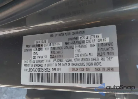 2019 Mazda Cx-5 Touring z USA, uszkodzony, nr VIN JM3KFACM9K1515028